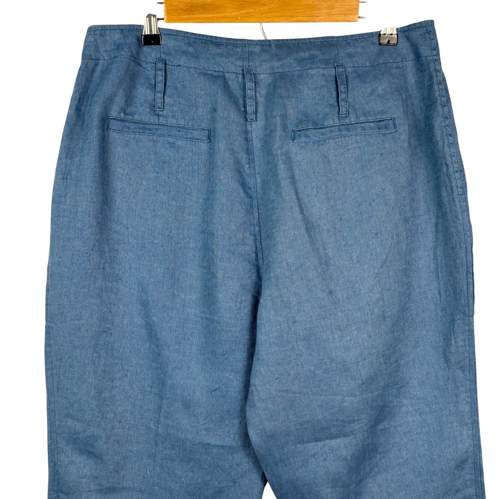 Lauren Ralph Lauren Womens 100% Linen Straight Leg Trousers Sz 10 Blue High Rise - Picture 4 of 10